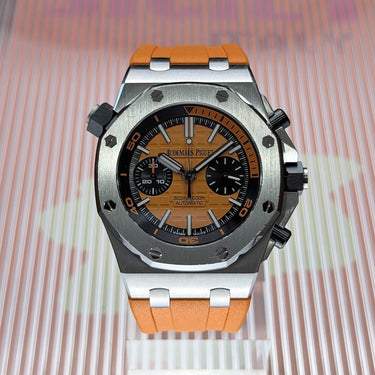 certified pre-owned Audemars Piguet Royal Oak Offshore Diver Chrono Orange reference 26703ST.OO.A070CA.01 in Geneva - Certified pre-owned - Minty Watches