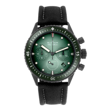 Pre-owned Blancpain Fifty Fathoms Bathyscaphe Flyback Chronograph 43,6mm Green Dial reference 5200-0153-B52A in Geneva - Certified pre-owned - Minty Watches