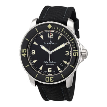 Pre-owned Blancpain Fifty Fathoms Automatic 45mm Titanium Black Dial reference 5015-12B30-B52A in Geneva - Certified pre-owned - Minty Watches