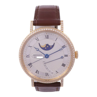 Pre-owned Breguet Classique Moonphase 36mm Silver Dial 18K Rose Gold ref 5920BB/15/984 in Geneva - Certified pre-owned - Minty Watches