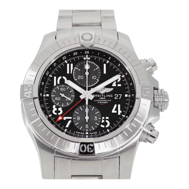 Pre-owned Breitling Avenger GMT 45 Chronograph 45 mm Black Dial Automatic reference A24315101B1A1 in Geneva - Certified pre-owned - Minty Watches