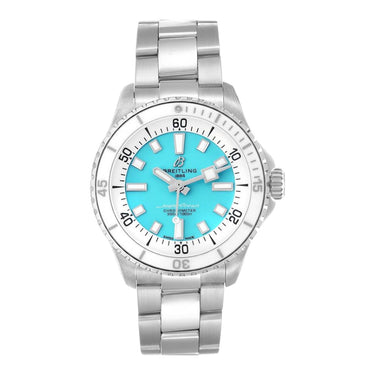 Pre-owned Breitling Superocean Automatic 36 mm Turquoise Dial Automatic reference A17377211C1A1 in Geneva - Certified pre-owned - Minty Watches