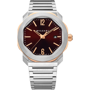 Pre-owned Bvlgari Octo Roma 41 mm Brown Dial Steel & Rose Gold Automatic reference 103210 in Geneva - Certified pre-owned - Minty Watches