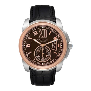 Pre-owned Cartier Calibre de Cartier, steel & rose gold, brown dial reference W7100051 in Geneva - Certified pre-owned - Minty Watches