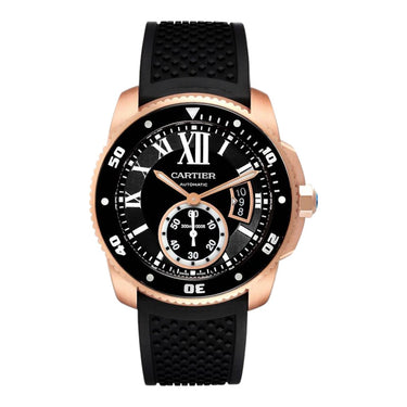 Pre-owned Cartier Calibre de Cartier 18k Rose Gold Black Dial 42 mm reference W7100052 in Geneva - Certified pre-owned - Minty Watches