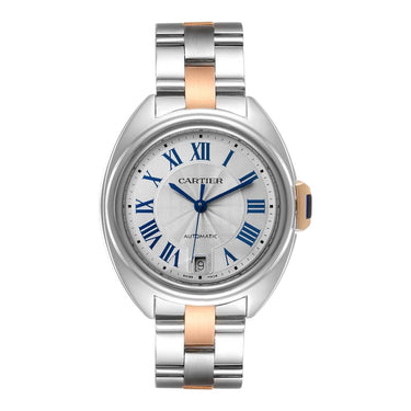 Pre-owned Cartier Clé de Cartier 35 mm Steel & 18K Rose Gold Silver Dial reference W2CL0003 in Geneva - Certified pre-owned - Minty Watches
