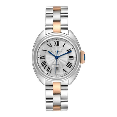 Pre-owned Cartier Clé de Cartier 31 mm Steel & 18K Rose Gold Silver Dial reference W2CL0004 in Geneva - Certified pre-owned - Minty Watches