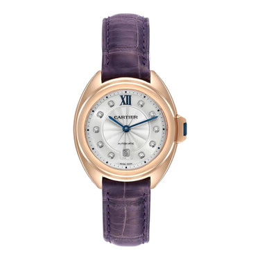 Pre-owned Cartier Clé de Cartier Rose Gold Diamonds Bezel 27mm Silver Dial reference WJCL0031 in Geneva - Certified pre-owned - Minty Watches