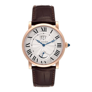 Pre-owned Cartier Rotonde Power Reserve Silver Dial 42mm Manual Wind Rose Gold ref W1556252 in Geneva - Certified pre-owned - Minty Watches
