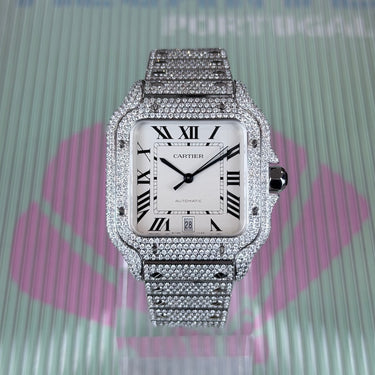 certified pre-owned Cartier Santos L CUSTOM diamonds reference WSSA0018 from 2026 in Geneva - Certified pre-owned - Minty Watches