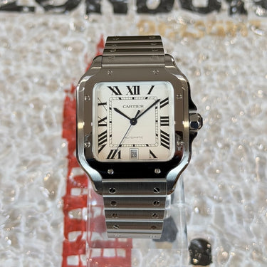 Pre-owned certified Cartier Santos L White dial reference WSSA0018 from 2022 in Geneva - Certified pre-owned - Minty Watches