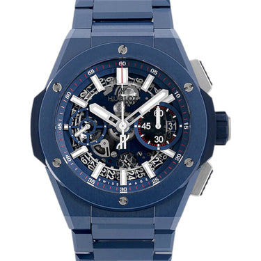 Pre-owned Hublot Big Bang Integral Blue Ceramic 42 mm Skeleton Dial Automatic reference 451.EX.5123.EX in Geneva - Certified pre-owned - Minty Watches