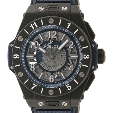 Pre-owned Hublot Big Bang Unico Carbon GMT 45 mm reference 471.QX.7127.RX in Geneva - Certified pre-owned - Minty Watches