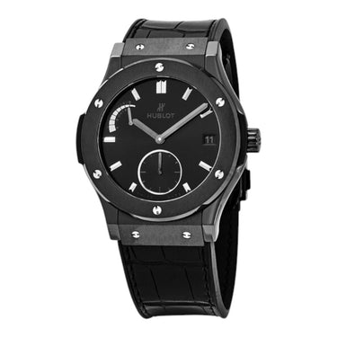 Pre-owned Hublot Classic Fusion Power Reserve All Black Limited Edition 500 ref 516.CM.1440.LR in Geneva - Certified pre-owned - Minty Watches