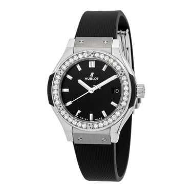Pre-owned Hublot Classic Fusion Titanium Diamonds 33 mm reference 581.NX.1470.RX.1104 in Geneva - Certified pre-owned - Minty Watches