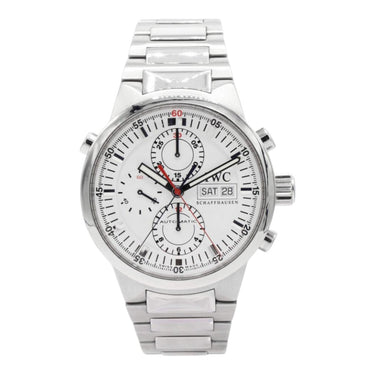 Pre-owned IWC GST Split-Seconds Chronograph Rattrapante 43mm White Dial Automatic reference IW371523 in Geneva - Certified pre-owned - Minty Watches