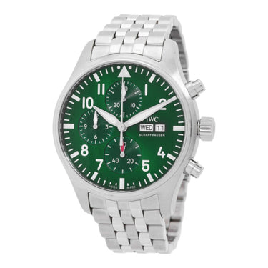 Pre-owned IWC Pilot's Watch Chronograph 43 mm Green Dial reference IW378006 in Geneva - Certified pre-owned - Minty Watches