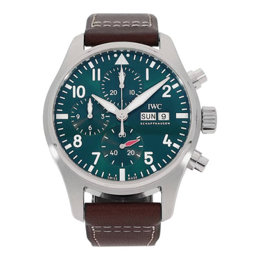 Pre-owned IWC Pilot's Watch Chronograph 41 mm Green Dial Automatic reference IW388103 in Geneva - Certified pre-owned - Minty Watches