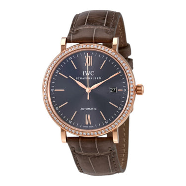 Pre-owned IIWC Portofino Automatic 40 mm 18kt Red Gold Diamond Bezel Grey Dial reference IW356516 in Geneva - Certified pre-owned - Minty Watches