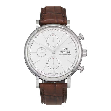 Pre-owned IWC Schaffhausen Portofino Chronograph 42 mm Silver Dial Automatic reference IW391027 in Geneva - Certified pre-owned - Minty Watches