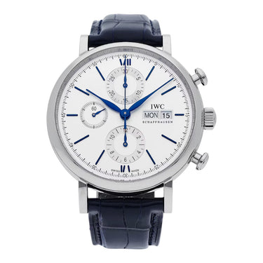 Pre-owned IWC Portofino Chronograph 42 mm Silver Dial Automatic reference IW391037 in Geneva - Certified pre-owned - Minty Watches