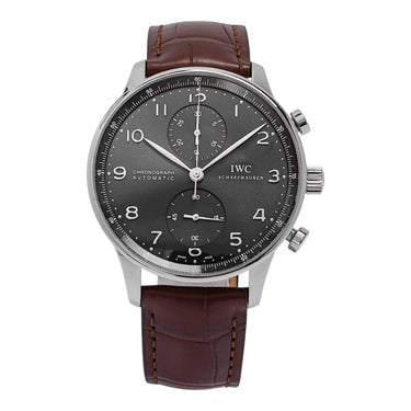 Pre-owned IWC Portugieser Chronograph 41 mm White Gold Grey Dial Automatic reference IW371431 in Geneva - Certified pre-owned - Minty Watches