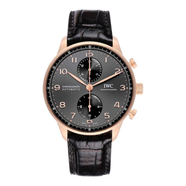 Pre-owned IWC Portugieser Chronograph 41 mm Rose Gold Automatic Grey Dial reference IW371610 in Geneva - Certified pre-owned - Minty Watches
