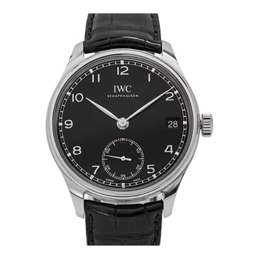 Pre-owned IWC Portugieser Hand-Woung 8 Days 43 mm Black Dial reference IW510202 in Geneva - Certified pre-owned - Minty Watches