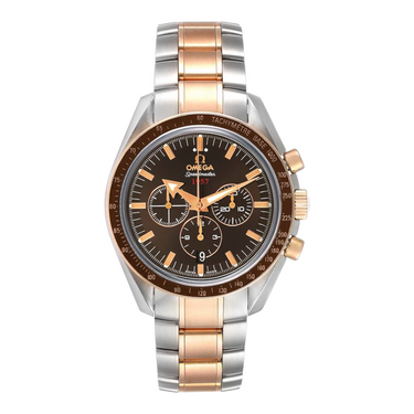 Pre-owned Omega Speedmaster Broad Arrow Steel & Pink Gold reference 321.90.42.50.13.001 in Geneva - Certified pre-owned - Minty Watches