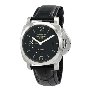 Pre-owned Panerai Luminor 1950 8 Days GMT 44mm Black Dial Manual Wind reference PAM00233 in Geneva - Certified pre-owned - Minty Watches