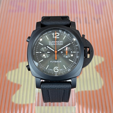 certified pre-owned Panerai Luminor 1950 Chronograph Flyback Ceramica reference PAM01498 from 2024 in Geneva - Certified pre-owned - Minty Watches