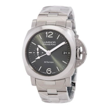 Pre-owned Panerai Luminor Quaranta BiTempo Green Dial 40mm Automatic reference PAM01640 in Geneva - Certified pre-owned - Minty Watches