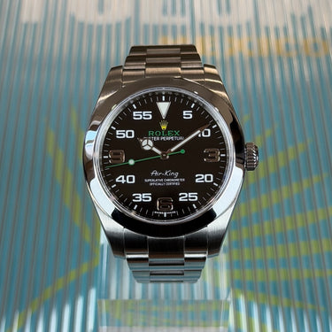 Pre-owned certified pre-owned Rolex AirKing reference 116900 from 2020 in very good condition and full setin Geneva - Certified pre-owned - Minty Watches