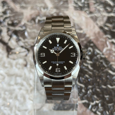 pre-owned certified Rolex Explorer 36mm reference 114270 from 2005 in Geneva - Certified pre-owned - Minty Watches