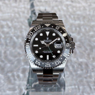 certified pre-owned Rolex GMT-Master II "Bruce Wayne" Oyster bracelet reference 126710GRNR from 2026 in Geneva - Certified pre-owned - Minty Watches