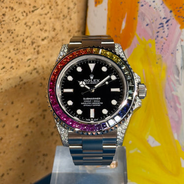 Pre-owned certified Rolex Submariner No-Date 41mm "Rainbow" Custom reference 124060 from 2023 in Geneva - Certified pre-owned - Minty Watches