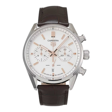 Pre-owned TAG Heuer Carrera Chronograph Calibre Heuer 02 42mm Silver Dial ref CBN2013.FC6483 in Geneva - Certified pre-owned - Minty Watches