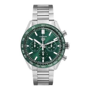 Pre-owned TAG Heuer Carrera Calibre Heuer 02 Chronograph Sport Green Dial 44 mm reference CBN2A1N.BA0643 in Geneva - Certified pre-owned - Minty Watches