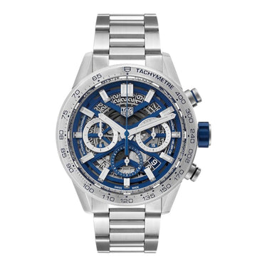 Pre-owned TAG Heuer Carrera Heuer 02 Chronograph Blue Limited Edition Japan 43mm reference CBG2019.BA0662 in Geneva - Certified pre-owned - Minty Watches