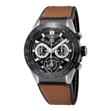 Pre-owned TAG Heuer Carrera Tourbillon Chronograph Automatic 45mm reference CAR5A8Y.FT6072 in Geneva - Certified pre-owned - Minty Watches