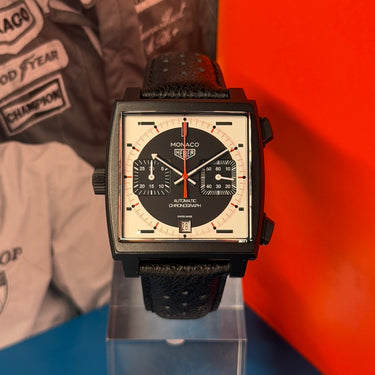 Pre-owned certified Monaco Chronograph Stopwatch reference CAW218F.FC6356 from 2025 in Geneva - Certified pre-owned - Minty Watches