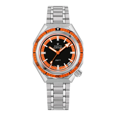 Pre-owned Zenith Defy Revival 37 mm Black & Orange Dial Automatic reference 03.A3648.670/21.M3648 in Geneva - Certified pre-owned - Minty Watches