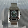 Pre-owned certified Cartier Santos L Green dial reference WSSA0062 from 2025 in Geneva - Certified pre-owned - Minty Watches