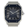 Pre-owned Cartier Santos LM 39,8 mm Blue Dial Automatic reference WSSA0048  in Geneva - Certified pre-owned - Minty Watches
