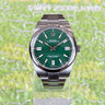 certified pre-owned Rolex Oyster Perpetual with green dial in 41mm reference 124300 from 2023 in Geneva - Certified pre-owned - Minty Watches